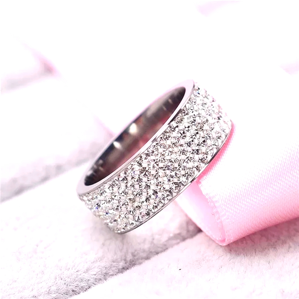 Womens Ring 5 Row Sparkling AAA crystal Band Ring Engagement Wedding NWT - Picture 11 of 12